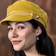 Hadley Wren Corduroy Newsboy Cap - Mustard