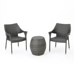 Pierce 3pc Wicker Chat Set - Gray - Christopher Knight Home