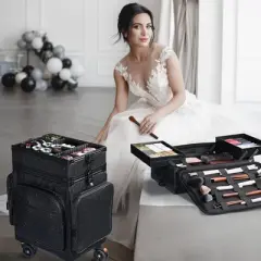 Byootique 3in1 Soft Sided Rolling Makeup Case With Removable Divider