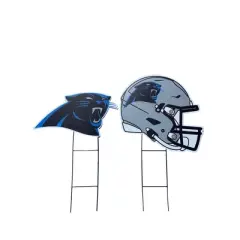NFL Carolina Panthers 2pk Logo and Helmet Garden Stake Set