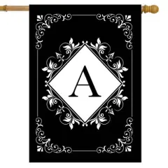 Briarwood Lane Everyday Double Sided House Flag 40x28 For Outdoor Black and White Monogram A House Flag