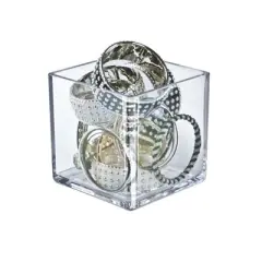 Azar Displays 5" Deluxe Clear Acrylic Square Cube Bin for Counter, 2-Pack