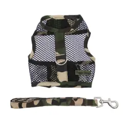 Doggie Design Cool Mesh Dog Netted Harness with Leash - Camouflage