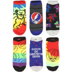 Grateful Dead Socks Adult Dancing Bears And Steal Your Face 6 Pack Ankle Socks Multicoloured