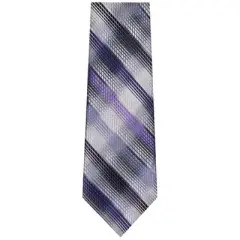 TheDapperTie Men's Purple, Black And White Stripes Necktie with Hanky
