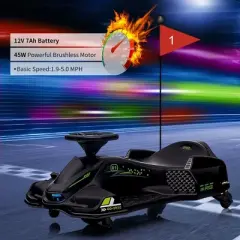 12V Electric Ride On Truck Car with Remote Control, Kids Ride On Car with Led Lights, Music, Safety Belt,Double Doors, for Boys and Girls