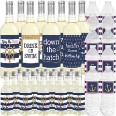 Big Dot of Happiness Last Sail Before the Veil - Nautical Bachelorette and Bridal Shower Decor - Beverage Bar Kit - 34 Pieces