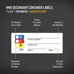 Avery HMIS Secondary Container Labels, Waterproof, Chemical Resistant, Preprinted, Handwrite-Only, 1" x 2.5", 48 HMIS Labels