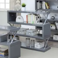 41.38" Duvall 4-Tier Open Bookcase Gray - miBasics