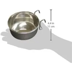 QT Dog Stainless Steel Pet Bowl Coop Cup with Hook - 10 oz
