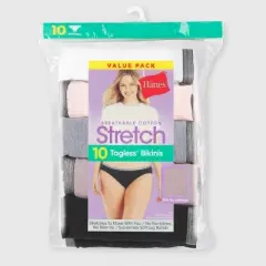 Hanes Women's 10pk Cool comfort Cotton Stretch Bikini Underwear - Black/Gray/White