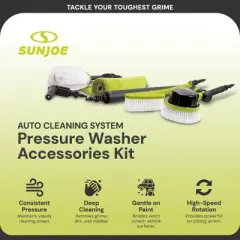 Sun Joe Auto Cleaning System, Pressure Washer Kit with Rotating Brush, Feather Brush, Wheel Brush, Turbo Nozzle, Cloths, up to 3500 PSI, SPX-ACS-MAX
