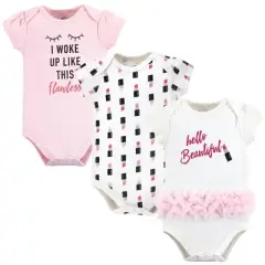 Little Treasure Baby Girl Cotton Bodysuits 3pk, Lipstick
