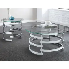 Tayside End Table Glass and Chrome - Steve Silver