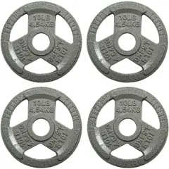 Gulches 2 Inch 4 pieces Olympic Cast Iron Weight Plates for Strength Training and Weightlifting, Multiple Weights