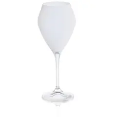 Classic Touch Set of 6 White V-Shaped Wine Glasses with Clear Stem