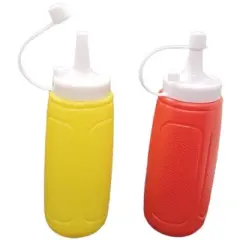 Handy Housewares 2 pc Squeezable Picnic Condiment 8 oz. Squeeze Dispenser Storage Bottles - Great for Ketchup Mustard or BBQ Sauce!
