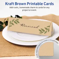 Avery Printable Tent Cards, 2.5" x 8.5", Kraft Brown, 100ct
