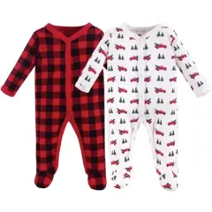 Hudson Baby Baby Cotton Snap Sleep and Play 2pk, Christmas Tree
