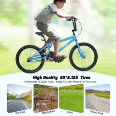 Gulches Freestyle Kids Bike 20 Inch Single Speed Children's Bicycle for Boys Girls Age 7+ Years