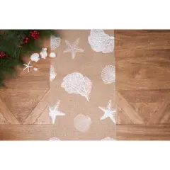 C&F Home Sandy Coast Cotton Table Runner 14" x 72" - Nautical Coral & Starfish