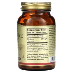 Solgar L-Arginine, 500 mg, 100 Vegetable Capsules