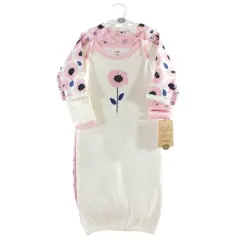 Touched by Nature Infant Girl Organic Cotton Gowns, Blossoms, Preemie-Newborn
