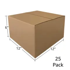 UOFFICE Bundle of 25 Flat Corrugated Boxes 12" x 12" x 6" Shipping Boxes.