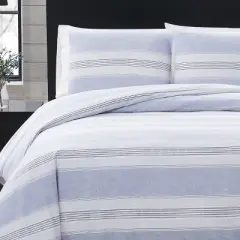 Stripe Flannel Duvet Cover Set - London Fog