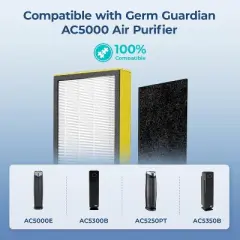 FLT5000 Filter C Replacement Filter, Compatible with AC5000, AC5000E, AC5250PT, AC5300 Series Air Purifier, 2 Filters & 4 Pre-filters, Fil-fresh