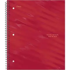Five Star Active Subject Wide Ruled Notebook 80ct Red