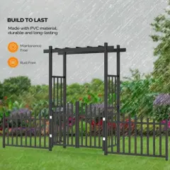 Karl Home 85 In. Black Pvc Garden Arbor With Gate And Fence