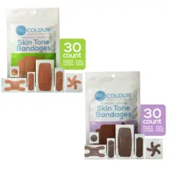 Tru-Colour Skin Tone Fabric Adhesive Bandage Multicolor Assorted Shapes - 30 per Pack