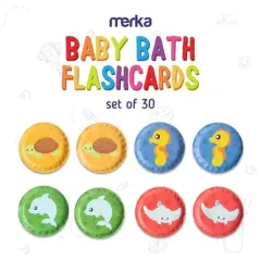 Merka Matching Floating Flashcards for Bathtime Learning, Bath Toys for Toddlers Age 2-4, Set of 30