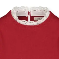 Hope & Henry Girls' Organic Cotton Lace Trim French Sweater, Infant
