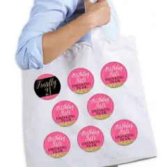 Big Dot of Happiness Finally 21 Girl - 3 inch 21st Birthday Party Badge - Pinback Buttons - Set of 8