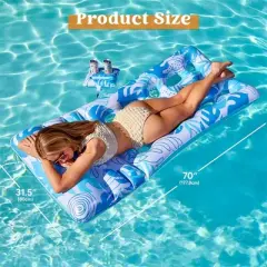 Joyfy Inflatable Pool Float Adult, Pool Floaties Lounger with Adjustable Backrest&Cup Holder, Sun Tanning Float Rafts  for Lake Beach Pool Party