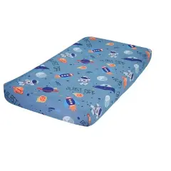 Everyday Kids Baby Boy Fitted Crib Sheet Outerspace Adventures, 100% Soft Breathable Microfiber, Fits Standard Crib Mattress 28" x 52"