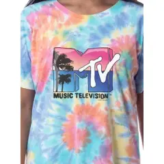 MTV Womens' Music Television Beach Classic '80s Nightgown Pajama Shirt Multicolored