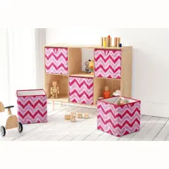 Bacati - MixNMatch Pink Zigzag Storage Box Large