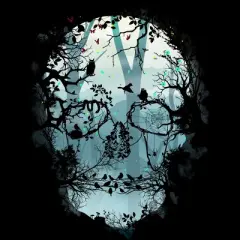 Junior's Design By Humans Dark Forest Skull By sitchko T-Shirt