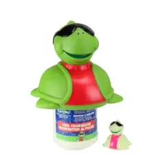 Pool Central Turtle with Sunglasses Floating Pool Chlorine Dispenser 11.5" - Green/Red