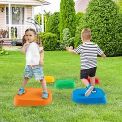 Costway 5 Pcs Balance Stepping Stones for Kids with Non-Slip Surface and Edging