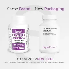 SuperSmart Centella Asiatica 180mg per Day - Gotu Kola Extract Supplement | Non-GMO & Gluten Free - 90 Vegetarian Capsules