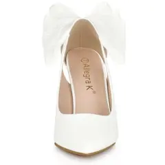 Allegra K Women's Pointed Toe Bow Decor Stiletto Heel Pumps