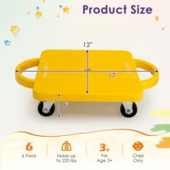 Costway Children Balance Board Sitting Scooter Board 6-Pack PP Floor Scooter Board