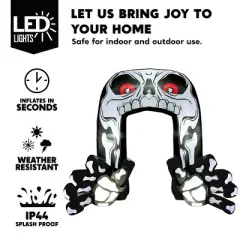 Joyfy 8 FT Tall Halloween Inflatable Outdoor Decoration, Giant Skeleton with Hands Grabbing Archway Inflatable for Halloween Yard Garden Lawn Decor