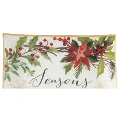 Gallerie II Poinsettia Seasons Greetings Slump Glass Platter
