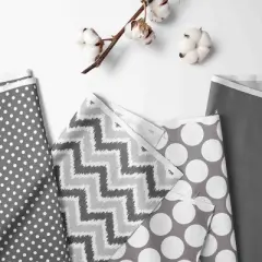 Bacati - MixNMatch Gray Chevron Dots 3 pc Toddler Sheet Set