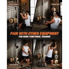 Cable Machine Home Gym - Wall Mount Pulley System with High/Low Dual Cable, 18 Adjustable Positions for Strength Training